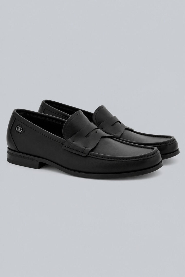Men’s Athen Penny Leather Loafers - Nero - Loafers