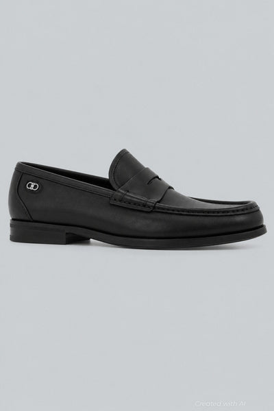 Men’s Athen Penny Leather Loafers - Nero - Loafers