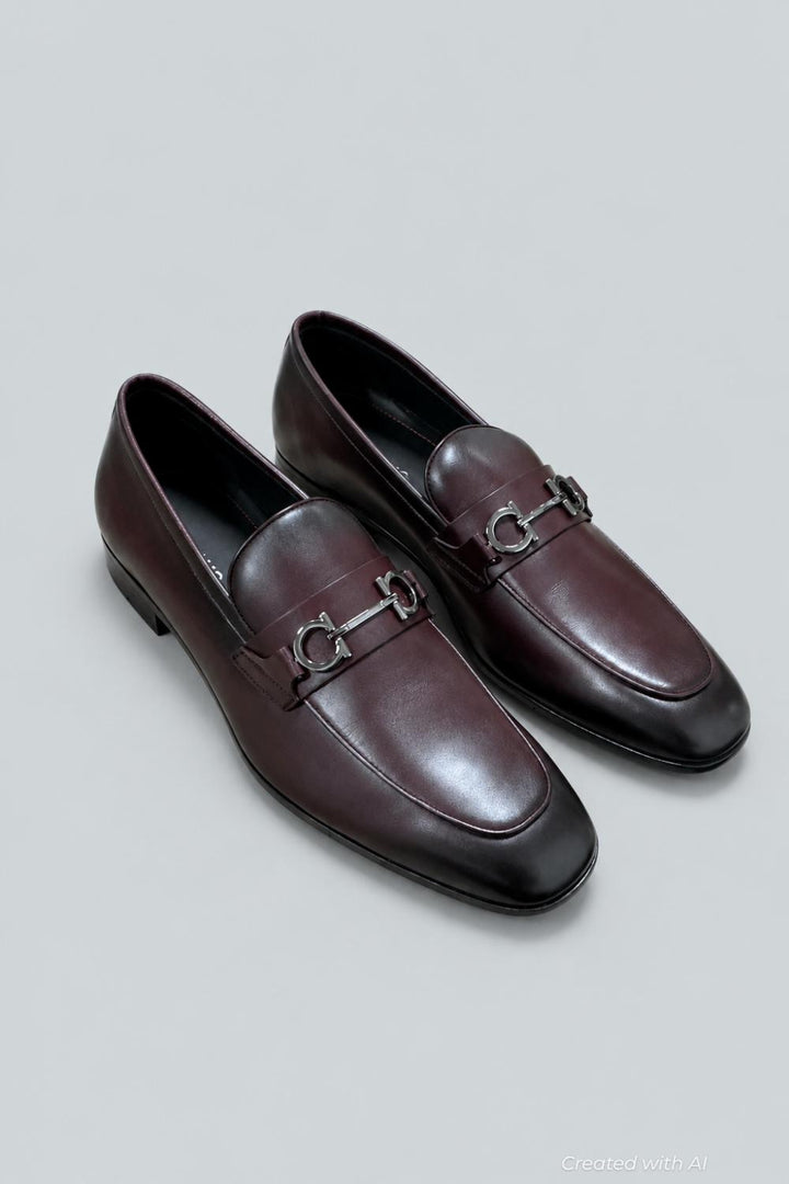 Men’s Balty Gancini Leather Loafers - Cordovan - 11 - Loafers