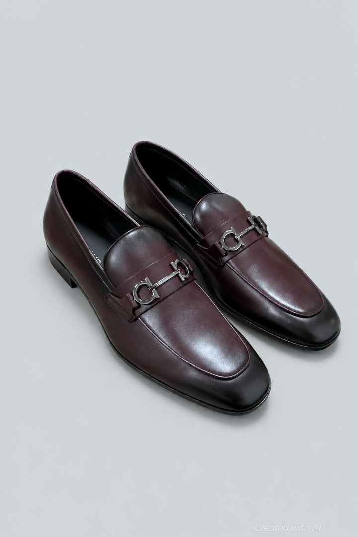 Men’s Balty Gancini Leather Loafers - Cordovan - 11 - Loafers