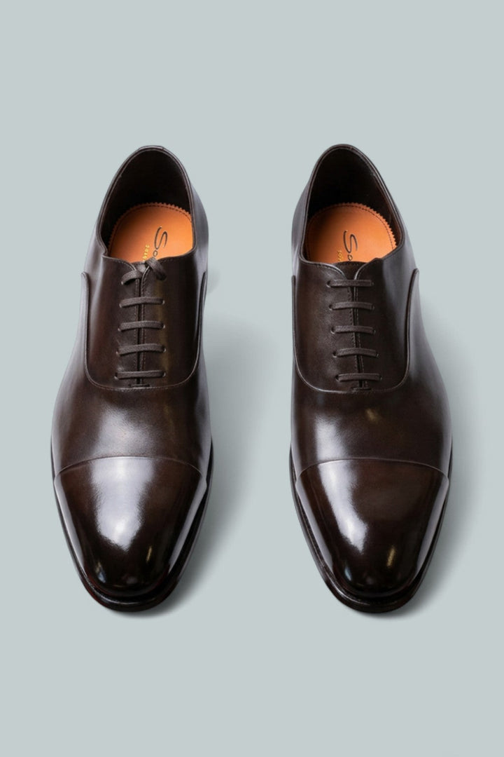 Men’s Carter Lace Up Cap Toe Oxford Dress Shoes - Dark Brown - 11 - Oxford