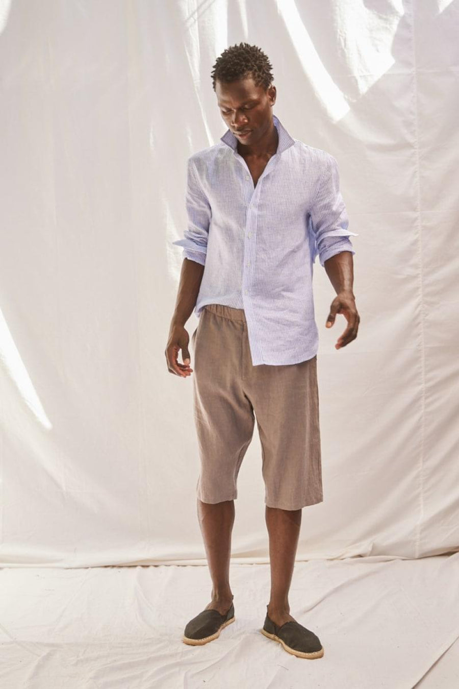Men’s Casual Linen Short - Grey - Bermuda Short