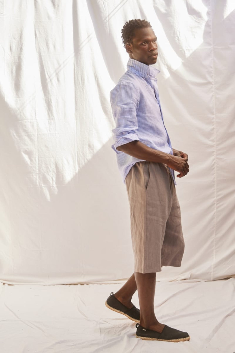 Men’s Casual Linen Short - Grey - Bermuda Short