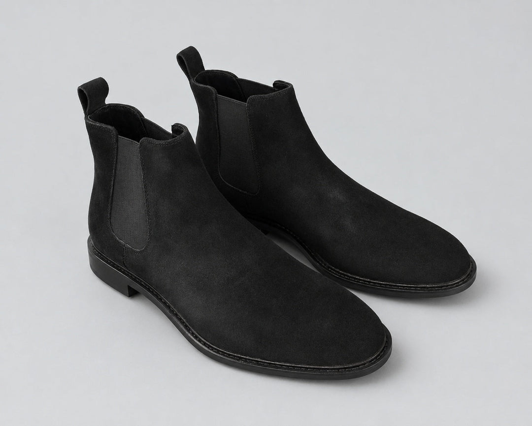 Men’s Casual Pull On Chelsea Boots Exclusive - Black Suede - Boots