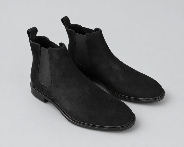 Men’s Casual Pull On Chelsea Boots Exclusive - Black Suede - Boots