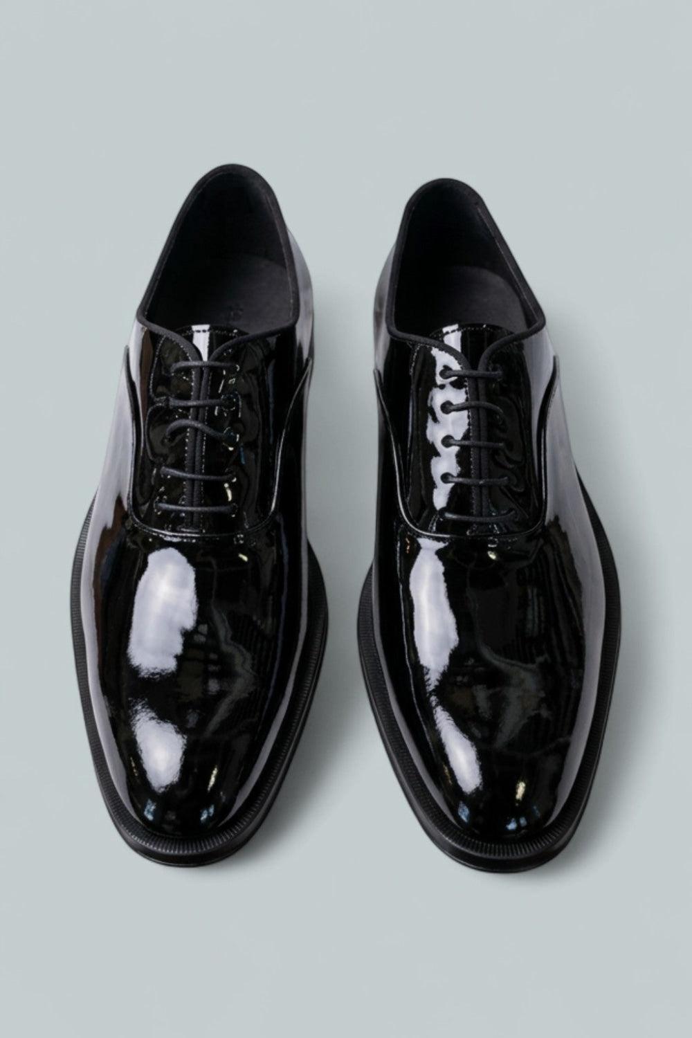 Men’s Derrek Patent Lace Up Shoes - Black - Oxford