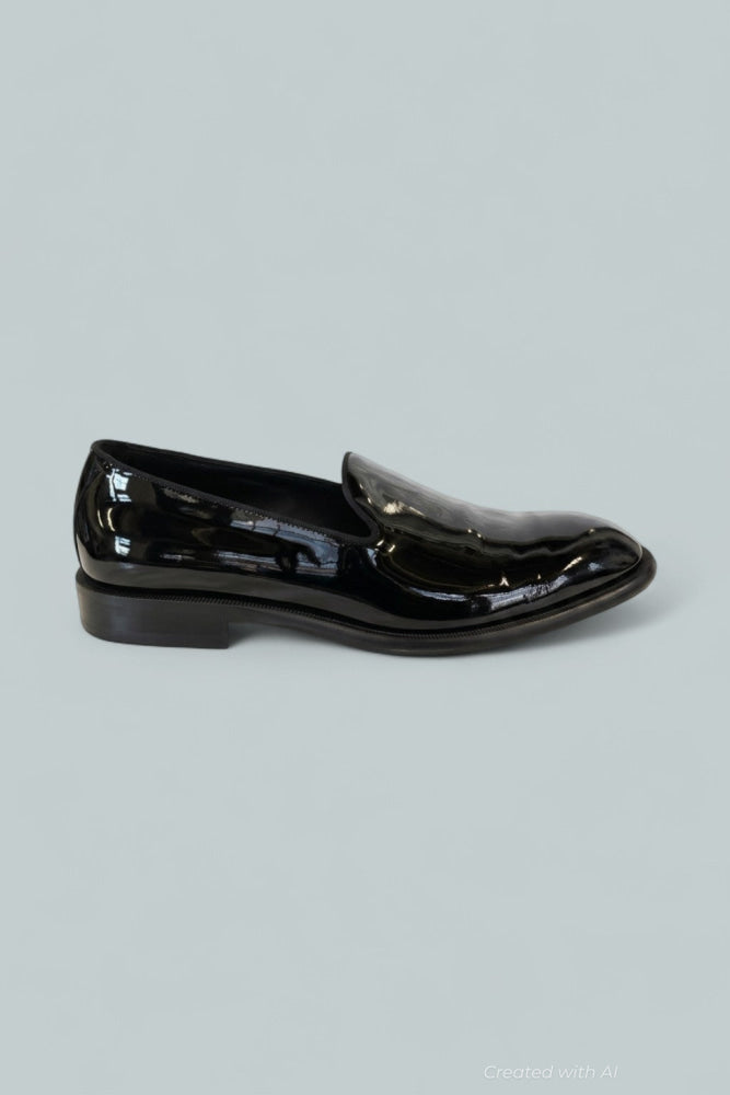 Men’s Derrek Patent Slip On Formal Loafers - Black - Loafers