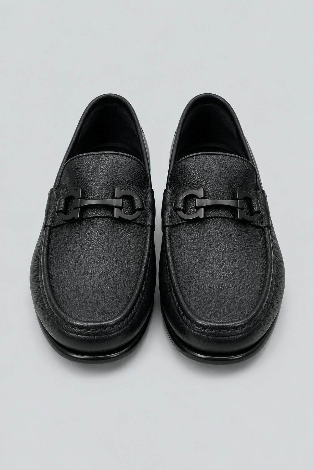 Men’s Gancini Crown Bit Leather Loafers - Black - 11.5 WIDE - Loafers