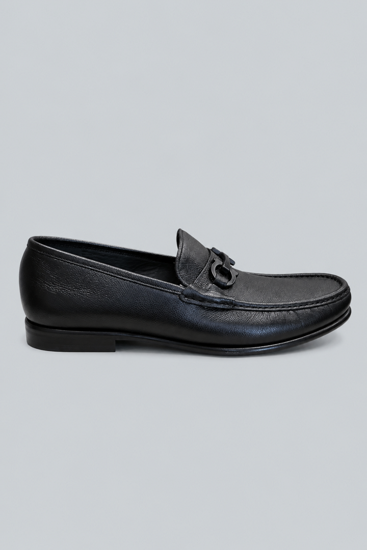 Men’s Gancini Crown Bit Leather Loafers - Black - 11.5 WIDE - Loafers