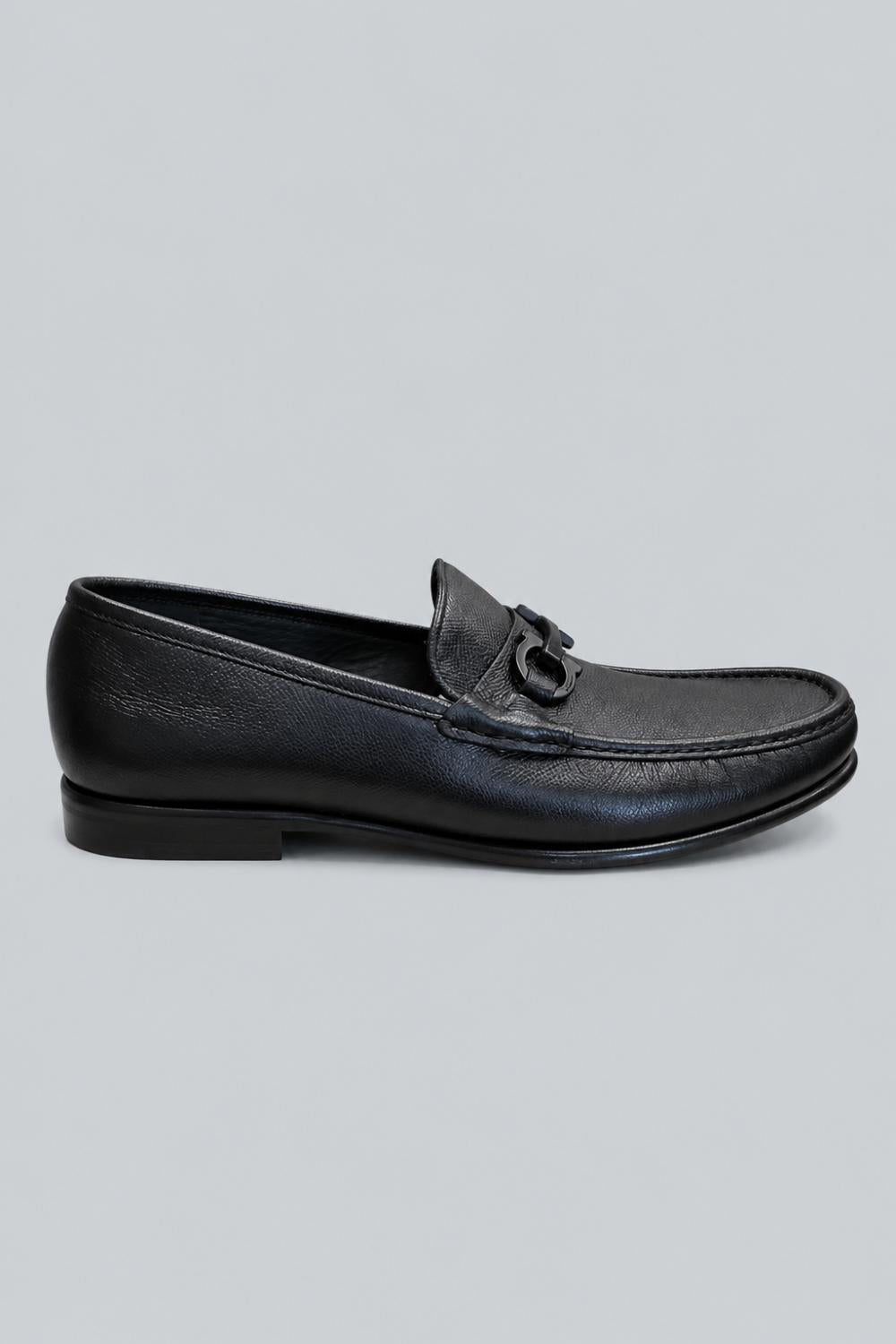 Men’s Gancini Crown Bit Leather Loafers - Black - 11.5 WIDE - Loafers