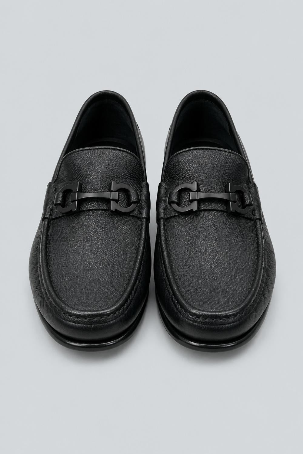 Men’s Gancini Crown Bit Leather Loafers - Black - 11.5 WIDE - Loafers