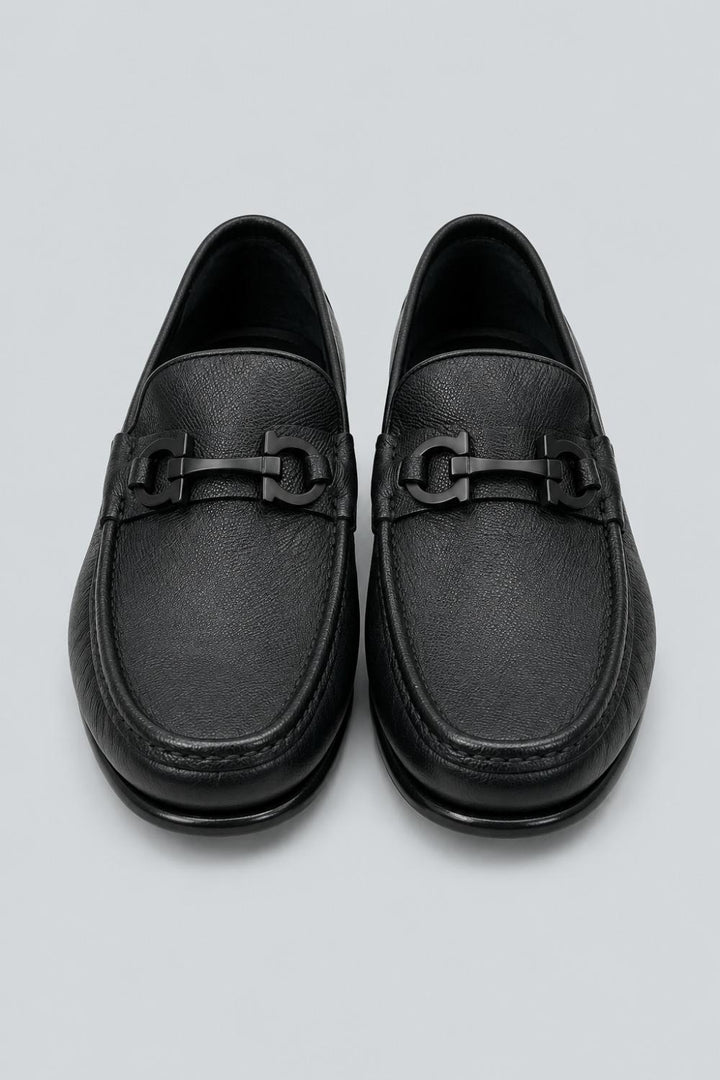 Men’s Gancini Crown Bit Leather Loafers - Black - 11.5 WIDE - Loafers
