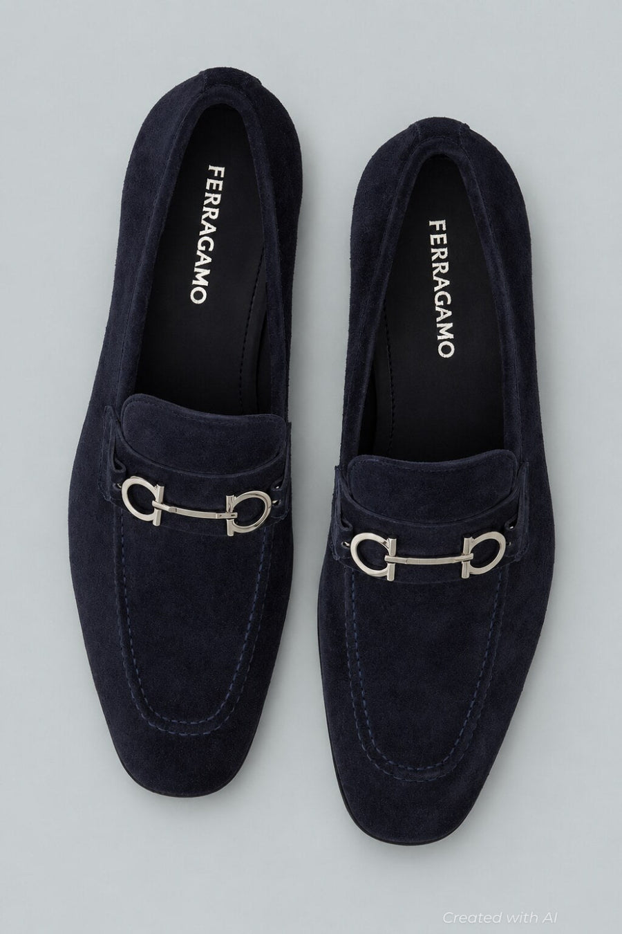 Men’s Gancini Suede Loafers - Navy - Loafers