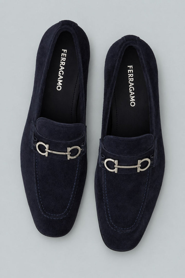 Men’s Gancini Suede Loafers - Navy - Loafers