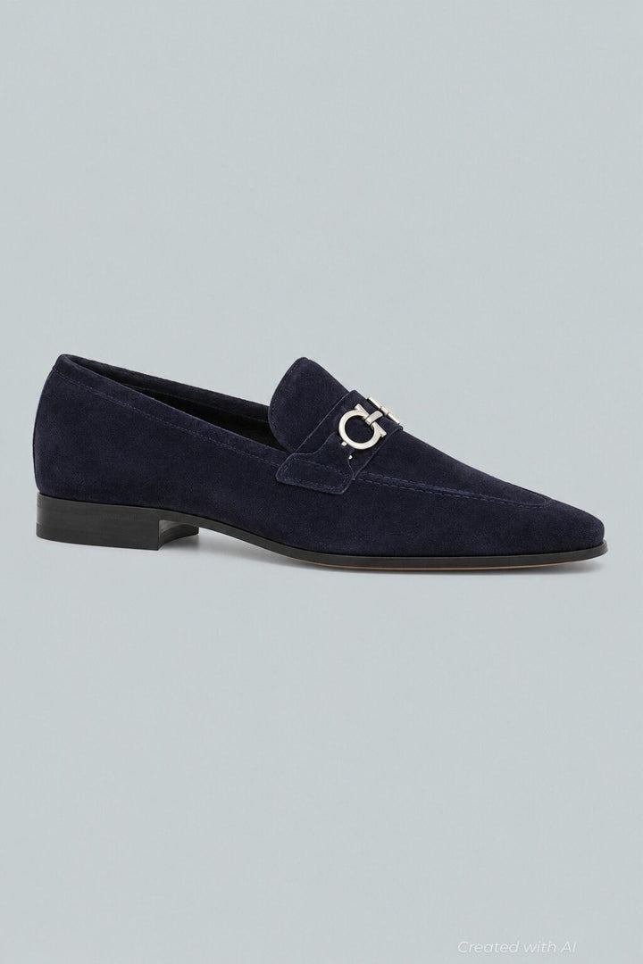 Men’s Gancini Suede Loafers - Navy - Loafers