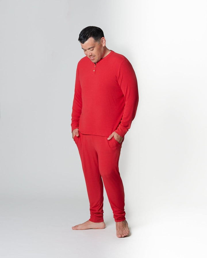 Men’s Henley Top - Classic Red - Pajamas