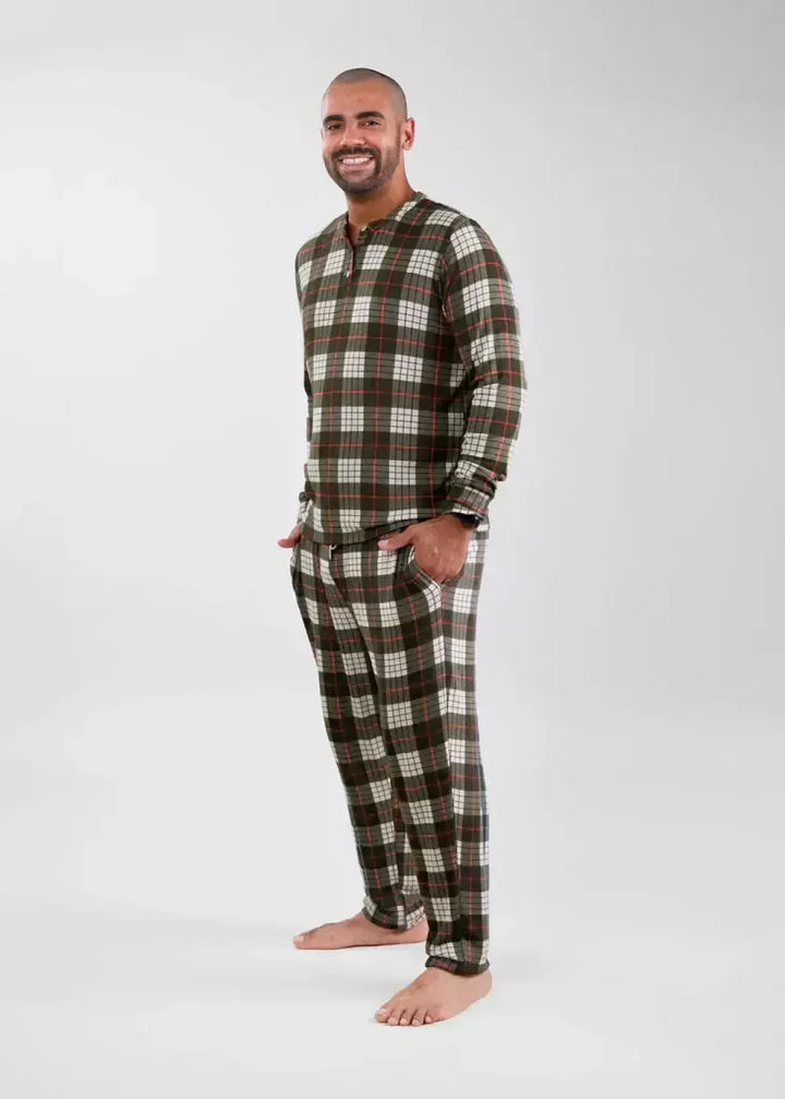 Men’s Henley Top - Winter Plaid - Pajamas