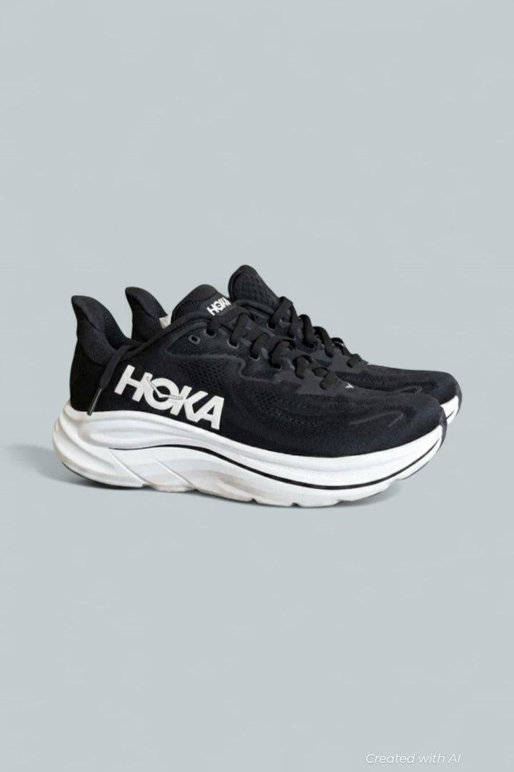 Men’s HOKA Clifton 10 Mens Running Shoes - Black/White - 8 - Sneaker