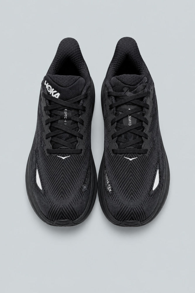 Men’s HOKA Clifton 9 Gtx Running Shoes - Black/Black/Black - 8 - Sneaker