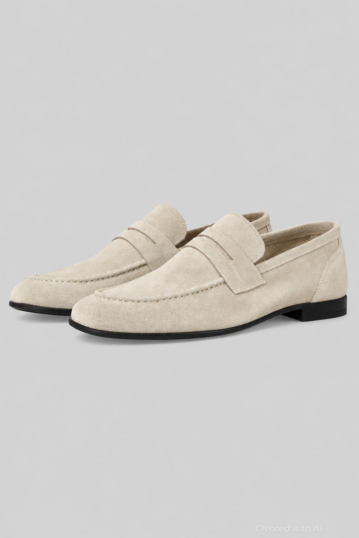 Men’s Lastra Suede Penny Loafers - Sand Suede - 9.5 - Loafers