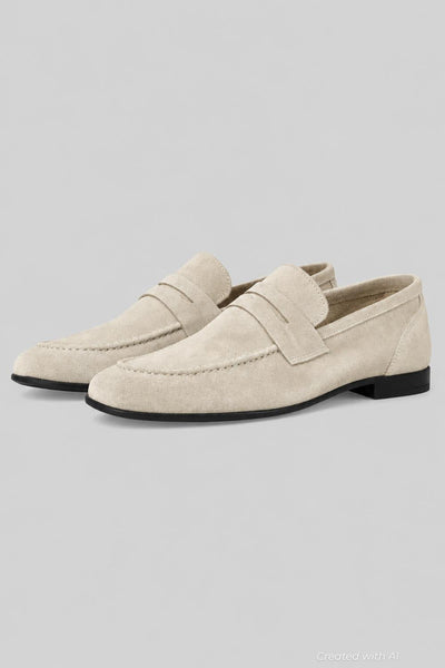 Men’s Lastra Suede Penny Loafers - Sand Suede - 9.5 - Loafers