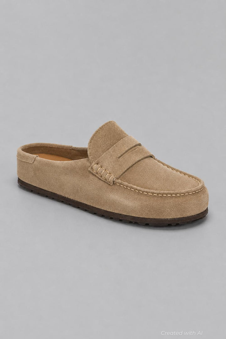 Men’s Naples Wrapped Suede Clogs - Taupe - US 11 - Clog