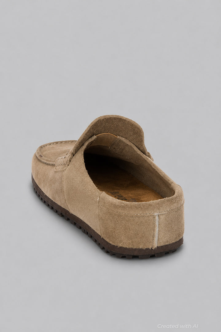 Men’s Naples Wrapped Suede Clogs - Taupe - US 11 - Clog