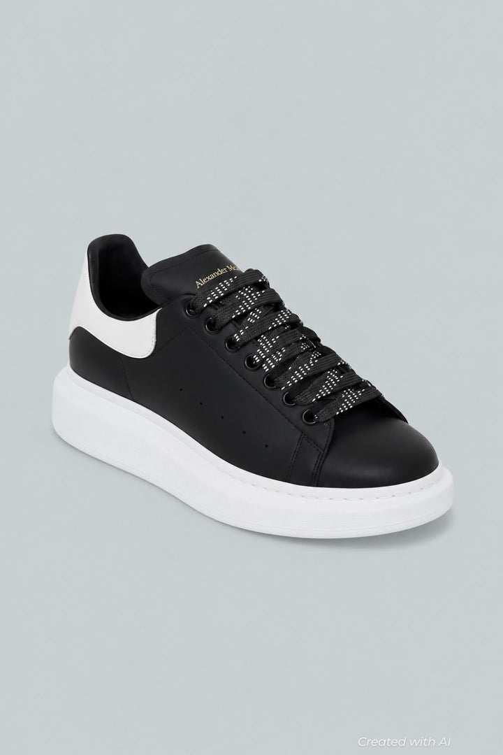 Men’s Oversized Leather Sneakers - Black/Bone - 9.5US / 42.5EU - Sneaker