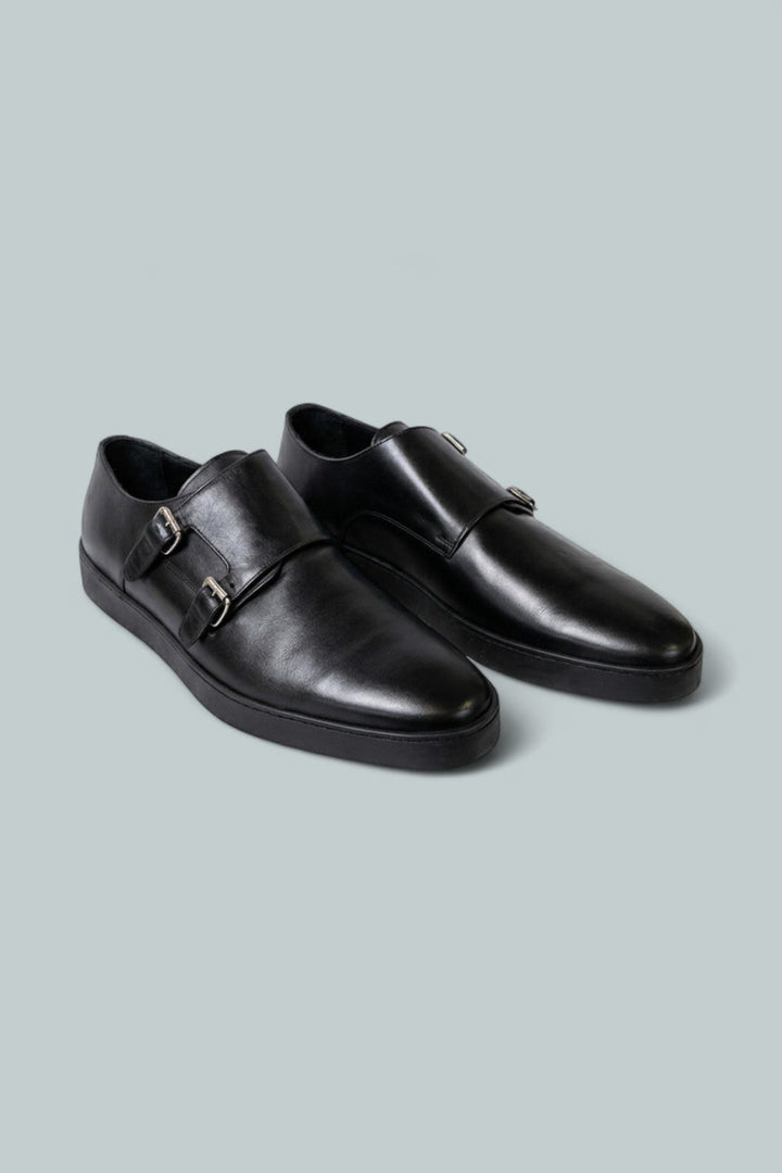 Men’s Palestro Double Buckle Monk Strap Shoes - Black - 10.5 - Dress Shoe