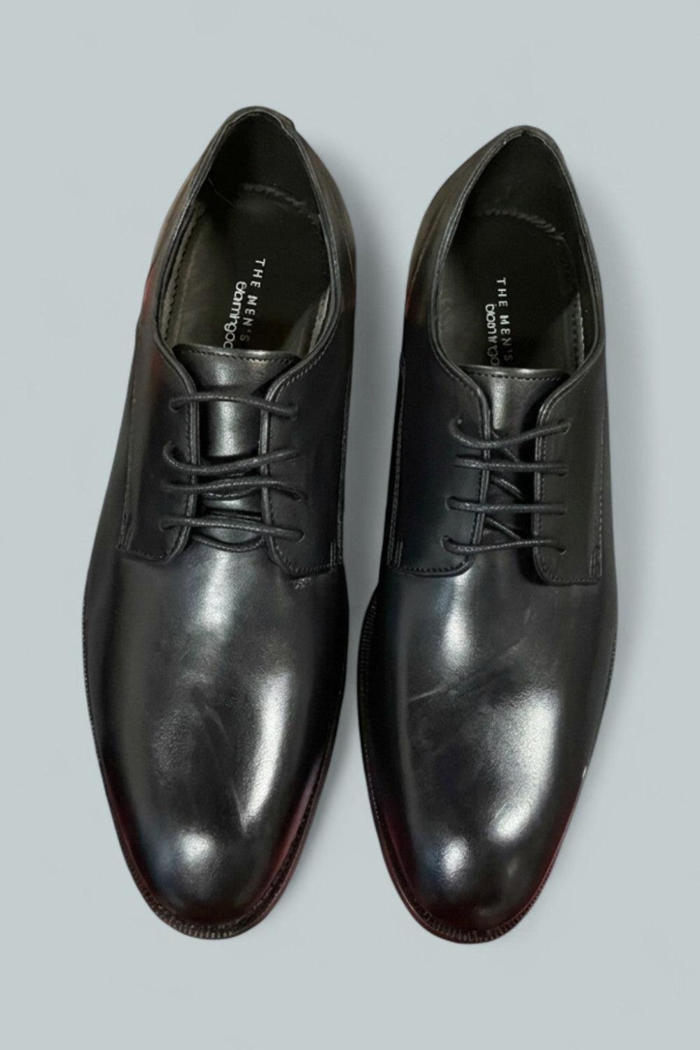 Men’s Plain Toe Lace Up Derby Shoes Exclusive - Black - 8 - Derby