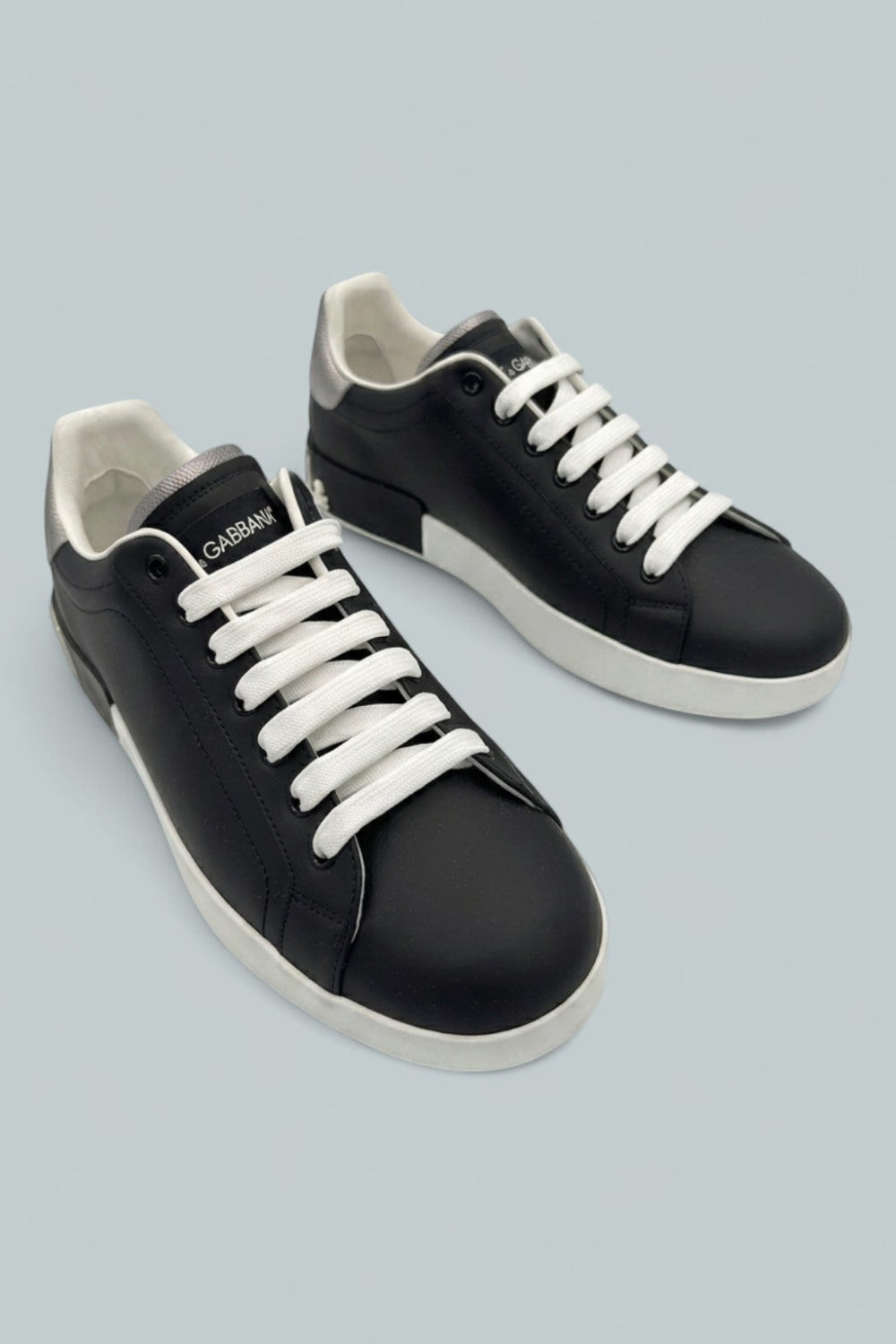 Men’s Portofino Leather Sneakers - Black/Silver - Sneaker