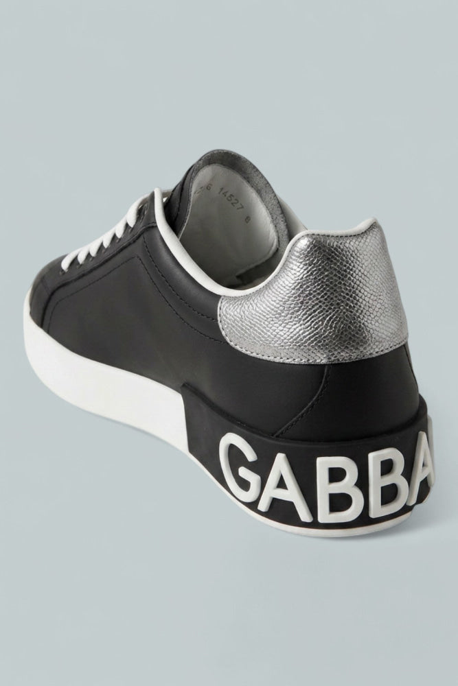 Men’s Portofino Leather Sneakers - Black/Silver - Sneaker