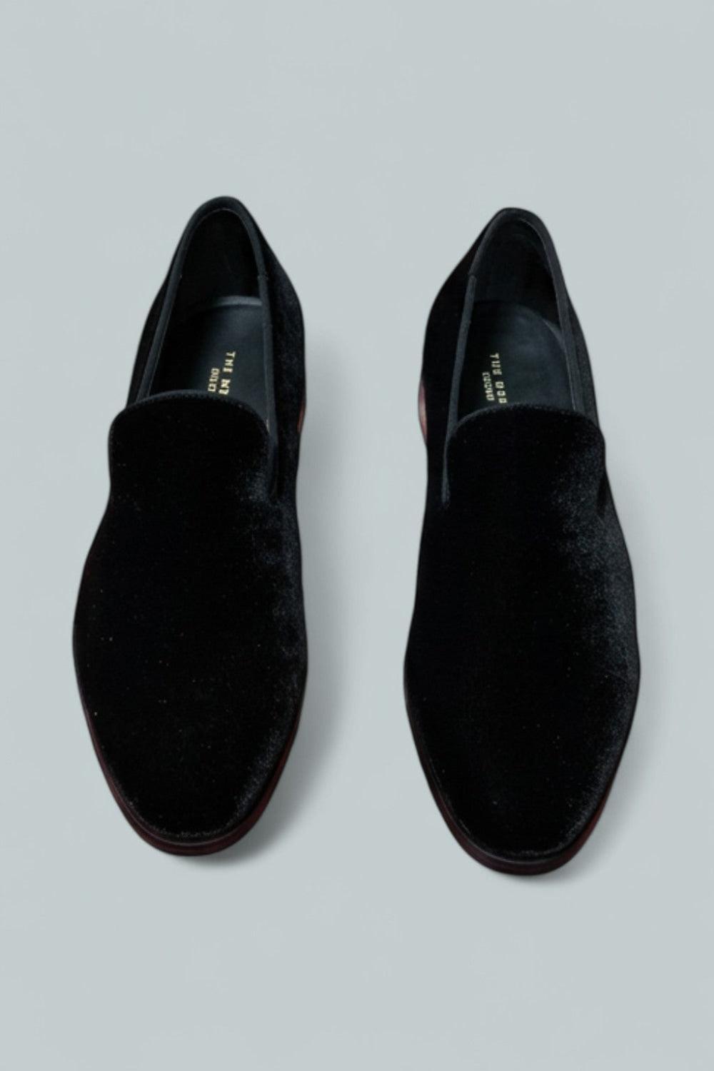 Men’s Velvet Slip On Formal Loafers Exclusive - Black - Loafers