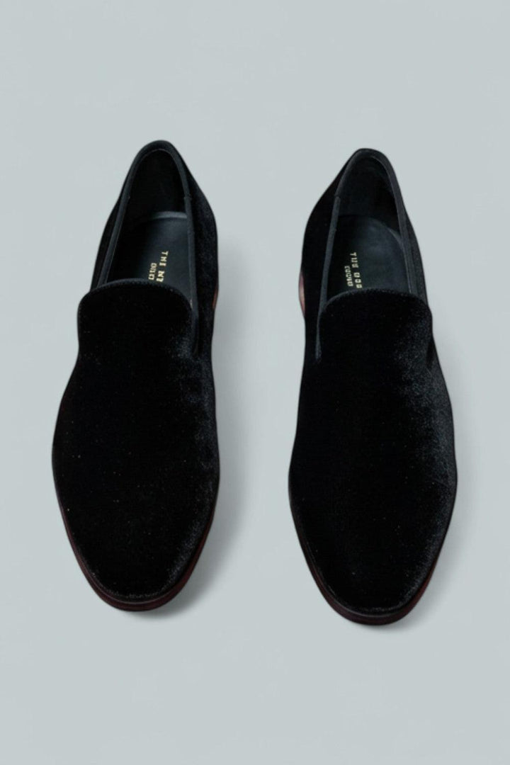 Men’s Velvet Slip On Formal Loafers Exclusive - Black - Loafers