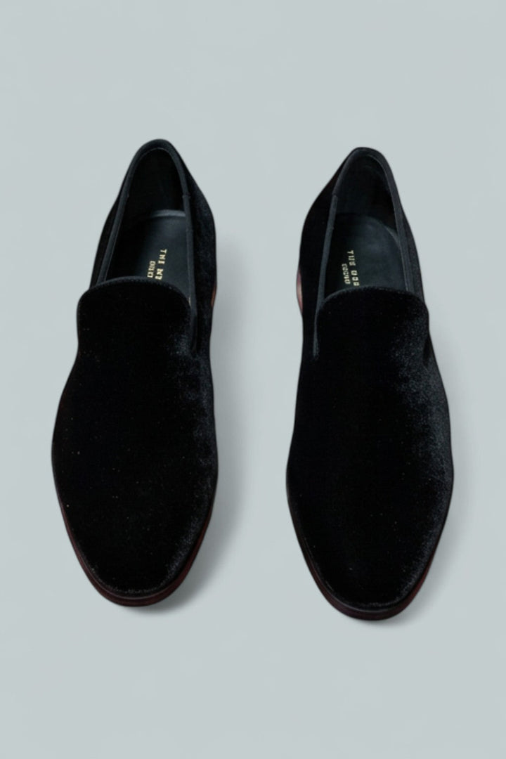 Men’s Velvet Slip On Formal Loafers Exclusive - Black - Loafers