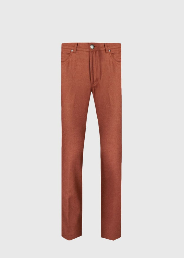 Merino Wool Five Pocket Pant - Rust - Pants