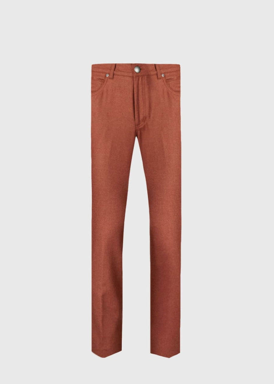 Merino Wool Five Pocket Pant - Rust - Pants