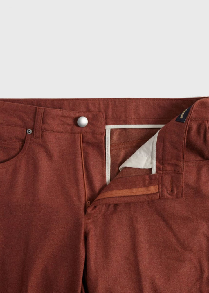 Merino Wool Five Pocket Pant - Rust - Pants