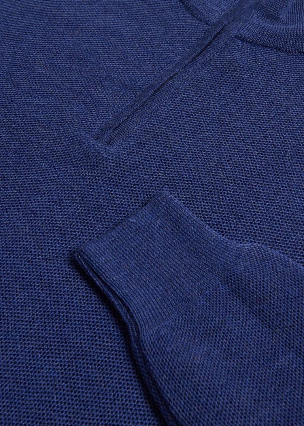 Merino Wool Quarter Zip Pullover - Denim - S (38) - Sweater