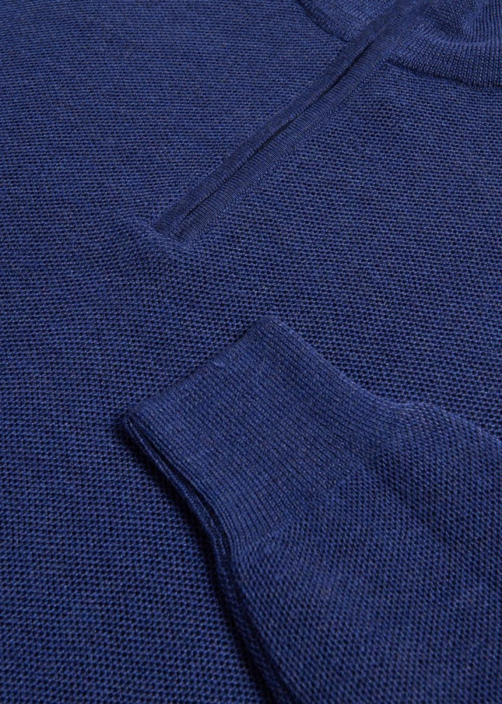 Merino Wool Quarter Zip Pullover - Denim - S (38) - Sweater
