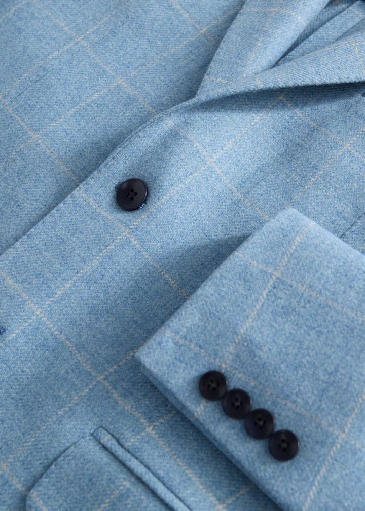 Merino Wool Windowpane Jacket - Sky - Blazer