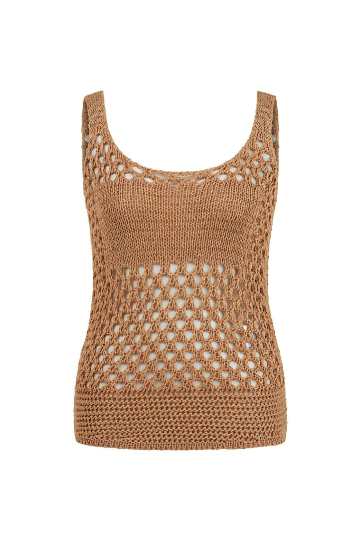 Mesh Knit Top - Beige - Tank Top
