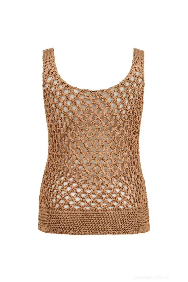 Mesh Knit Top - Beige - Tank Top