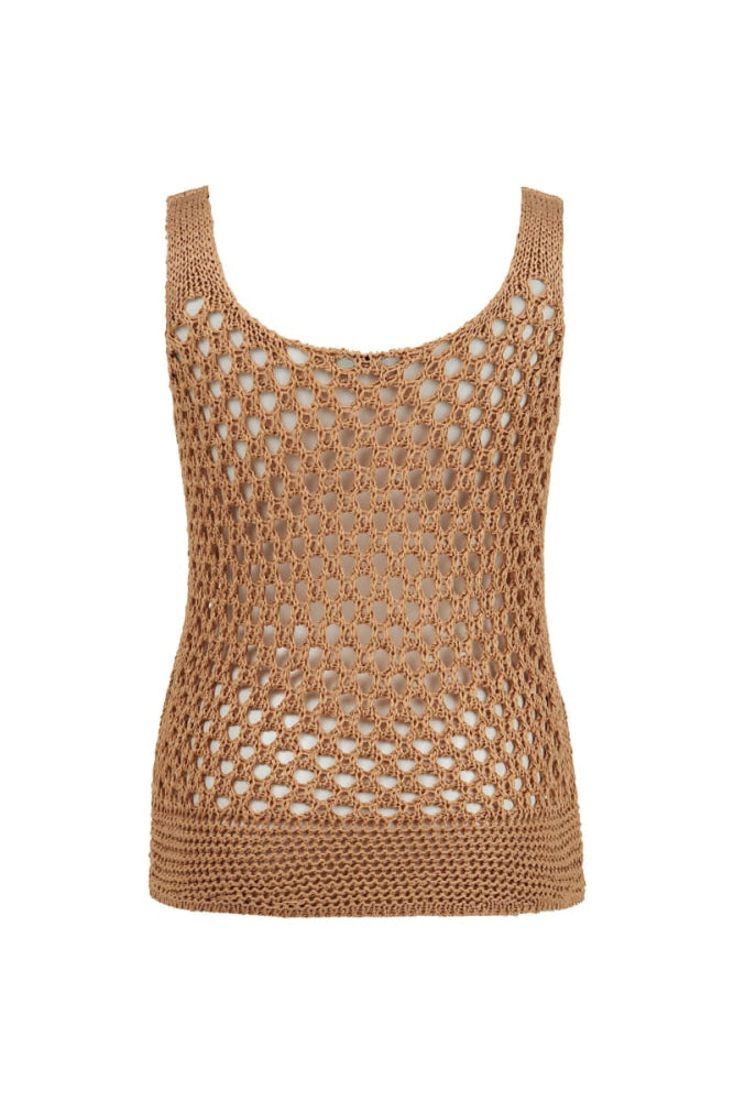 Mesh Knit Top - Beige - Tank Top