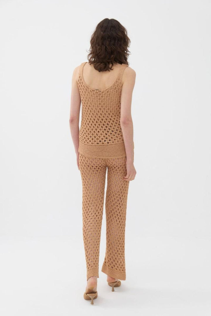 Mesh Knit Top - Beige - Tank Top