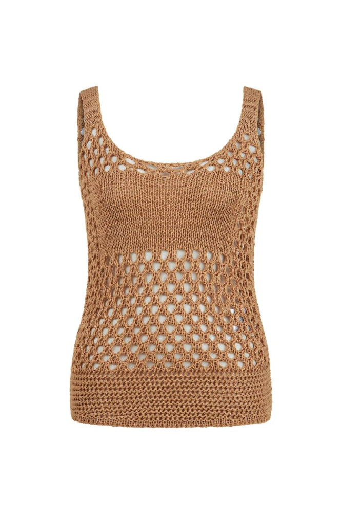 Mesh Knit Top - Beige - Tank Top