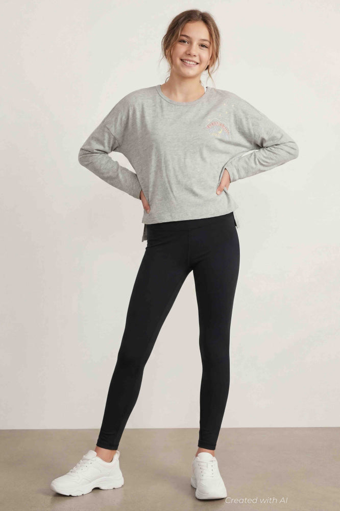 Metallic Light Shine Tee - Med Heather Grey - 14yr - Shirt