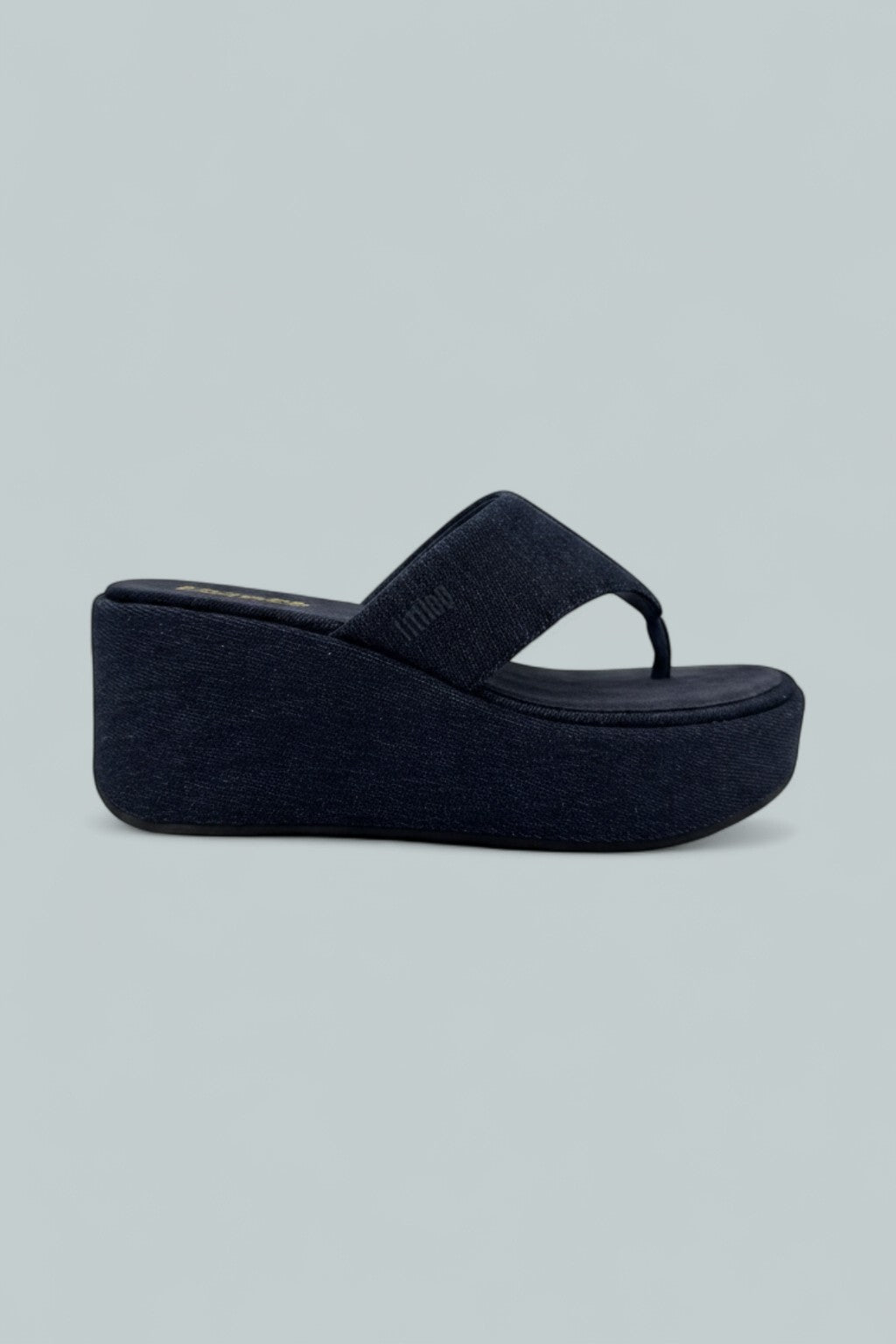 Platfforms Denim Wedge Toe-Post Sandals - Dark Denim