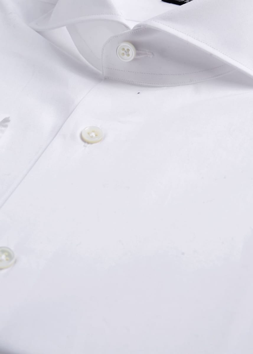 White Spread Collar Shirt - White