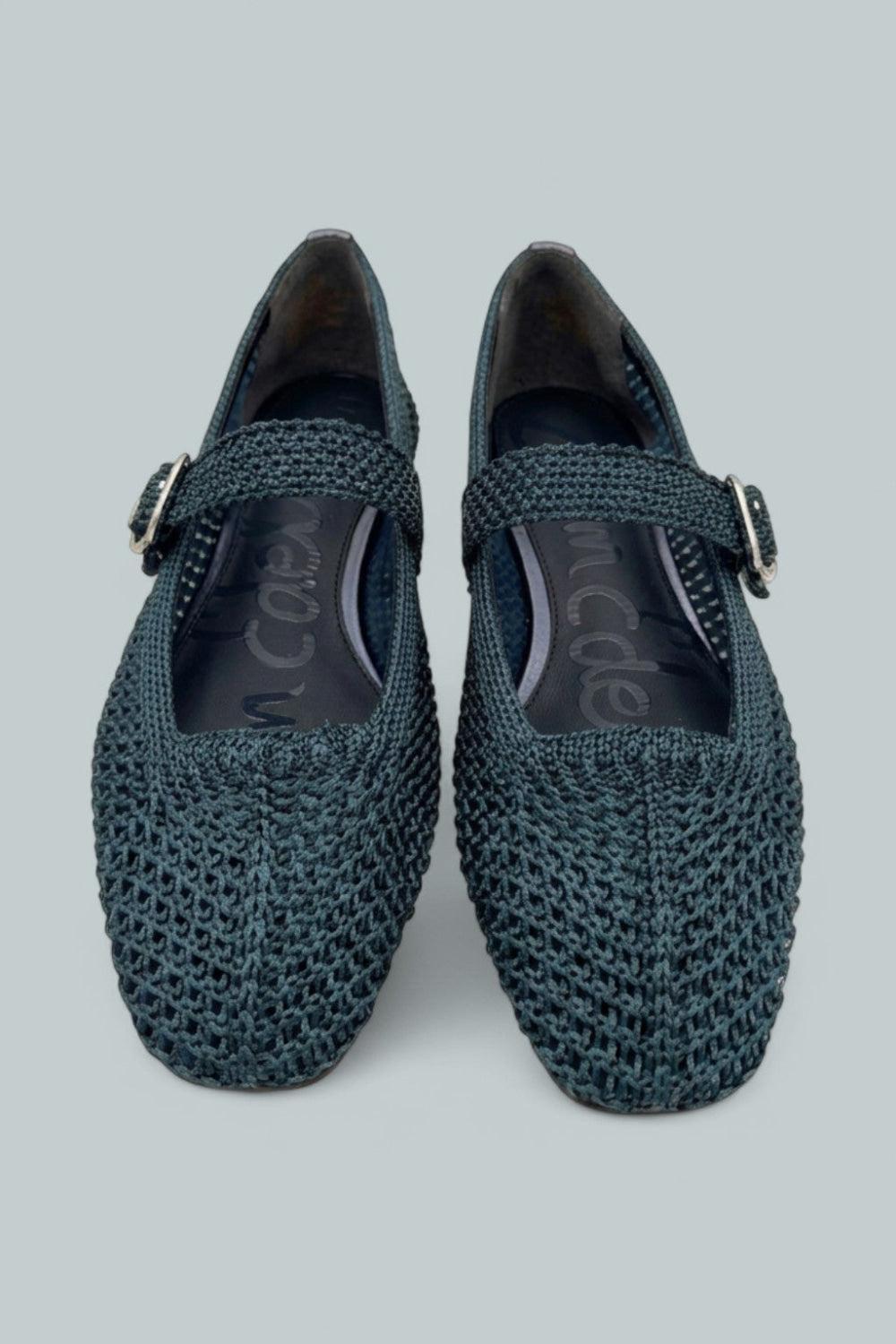 Michaela Knit Flats - Metallic Navy - 8 - Sandals